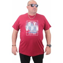 Moc Grande Mocgrande Erkek Büyük Beden Sıfır Yaka Tişört Tokyo 23181 Bordo