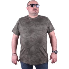Moc Grande Mocgrande Büyük Beden Sıfır Yaka Tişört Palm Leaf 23148 Hakı