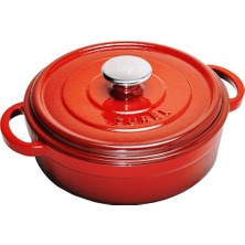 AyrStore Sürel Aroma Kapak Kırmızı Yuvarlak Sığ Döküm Tencere 24 cm
