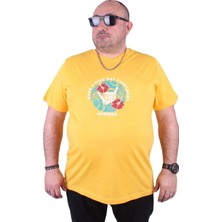 Moc Grande Mocgrande Büyük Beden Erkek Sıfır Yaka Tişört Summer 23119 Sarı