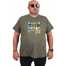 Moc Grande Mocgrande Erkek Büyük Beden Sıfır Yaka Tişört Think 25184 Hakı