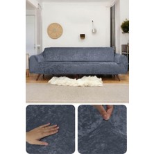 AyrStore Yumuşacık Yıkanabilir Tüy Leke Tutmayan 3 Kişilik Lastikli Kadife Koltuk Örtüsü Koltuk Kıl�