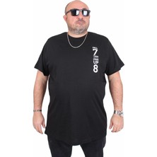 Moc Grande Mocgrande Erkek Büyük Beden Sıfır Yaka Tişört Stand Up 25158 Sıyah