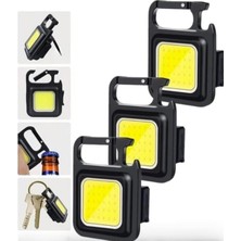 AyrStore Unichrome 3 Adet LED Anahtarlıklı Metal Kasa El Feneri Şişe Açacağı Usb'li Şarj Edilebilir