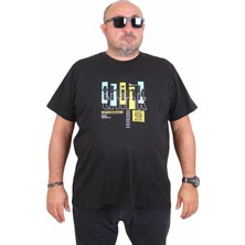 Moc Grande Mocgrande Erkek Büyük Beden Sıfır Yaka Tişört Think 25184 Sıyah