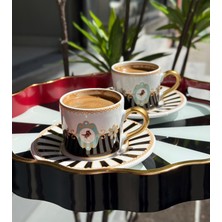 Carmen Soft 2 Kişilik Piano Black Soho Double Seramik Kahve Fincanı 4 Parçalı Renkli Tasarım