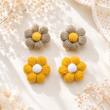 Gmn Collection Yeni Sezon Yeni Seri El Yapımı Kız Çocuk 4'lü Pensli Çiçek Figürlü Örgü Handmade Toka