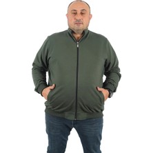Moc Grande Mocgrande Büyük Beden Basic Mevsimlik Fermuarlı Sweatshirt 22750 Hakı