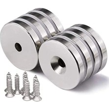 Karg Najmaddin 50 Adet 25X10/5X5,5 mm Neodyum Mıknatıs Havşa Delikli Magnet Vida Atılabilir N35