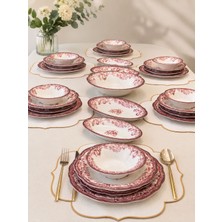 Onedekor 29 Parça 6 Kişilik Porselen Yemek Takımı Velour Maroon