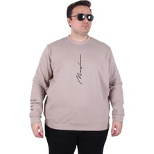 Moc Grande Mocgrande Büyük Beden Bisiklet Yaka Sweat Double Face 25707 Bej