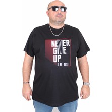 Moc Grande Mocgrande Erkek Büyük Beden Sıfır Yaka Tişört Never 25165 Sıyah