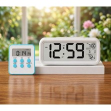 AyrStore Mr LED Ekranlı Dijital Masa Saati & 2 Alarm Kademeli Kronometre Seti – Alarm, Tarih, Sıcaklık G