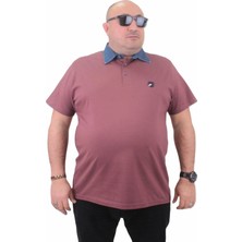Moc Grande Mocgrande Büyük Beden Polo Kot Yaka Tişört 23420 Eflatun