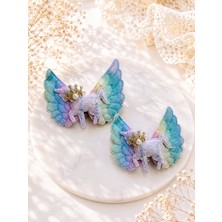 Gmn Collection Yeni Sezon Kız Çocuk Parlak Renkli Parıltılı Unicorn Figürlü 2'li Pensli Toka Seti