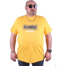 Moc Grande Mocgrande Büyük Beden Erkek Baskılı Tişört Brnx Boy 23131 Sarı