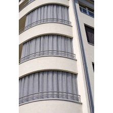 MRC Tekstil Taç Düz Gri Lüks Su Geçirmez Kornişli Bağcıklı Balkon Perdesi Branda