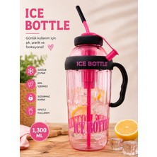 Ice Bottle Pipetli Matara 1300 ml – Sızdırmaz Lüks Suluk ve Detoks Şişesi