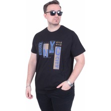 Moc Grande Mocgrande Erkek Büyük Beden Sıfır Yaka Tişört The Bronx Street 26137 Sıyah
