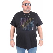 Moc Grande Mocgrande Erkek Büyük Beden Sıfır Yaka Tişört Think Out Box 25163 Sıyah