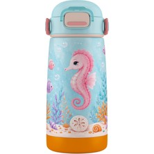 Puccon Mor Turkuaz Denizatı Baskılı Kız Çocuk 420 ml Çelik Matara/suluk/termos - 60025