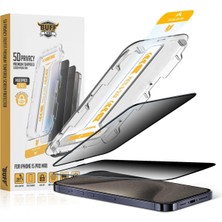 iPhone 15 Serisi ile Uyumlu 5d Privacy Easyfit 2 Adet Kolay Uygulama Aparatlı Ekran Koruyucu Temper