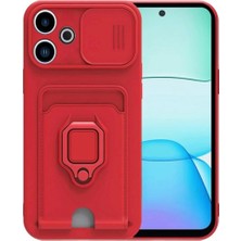 Uravas Store Xiaomi Redmi 13 4g Kılıf Zuma Kartvizitli Yüzüklü Silikon - Kırmızı