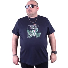 Moc Grande Mocgrande Büyük Beden Sıfır Yaka Tişört Tropical 23114 Lacıvert