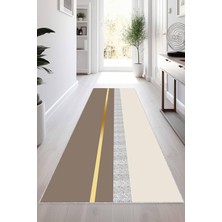 Viva Home Bej Gold Kaymaz Taban Modern Kesme Rulo Yolluk Halı VH014, Bej, 100 x 300