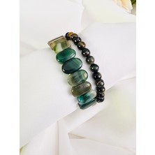 Devi Fashion Akik ve Kaplan Gözü Doğal Taş 2’li Kombin Bileklik