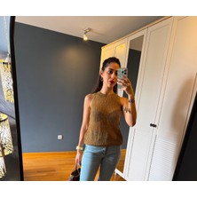 La Pluie Butik Gold Simli Ajurlu Triko