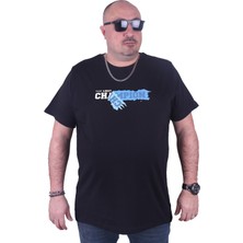 Moc Grande Mocgrande Erkek Büyük Beden Sıfır Yaka Tişört Champion 25180 Sıyah