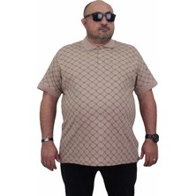 Moc Grande Mocgrande Erkek Büyük Beden Polo Yaka Tişört Square 24452 Bej