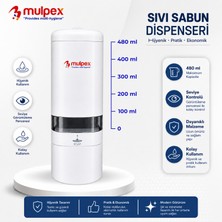 Mulpex 480 ml Beyaz Duvara Monte Sıvı Sabun Dispenseri | Premium Kalite Abs Gövde, Anahtarlı, Şık ve Güvenli