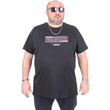 Moc Grande Mocgrande Erkek Büyük Beden Sıfır Yaka Tişört Strong 25167 Sıyah