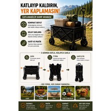 MiraLive Katlanır Kamp Arabası 130 kg Kapasiteli Üst Tablalı Kalın Tekerlekli Çok Amaçlı Taşıma Ara