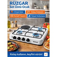 Rüzgar Set Üstü Ocak – 4 Gözlü (1 Taşlı) Beyaz