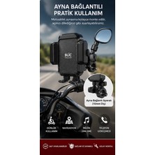Azurtech Blıc BST43 Motosiklet Telefon Tutucu 4.7-7.2 Inç Ayna Bağlantılı Gelişmiş Kilit Sistemli 360°