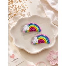 Gmn Collection Yeni Sezon Yeni Seri El Yapımı Kız Çocuk Ikili Pensli Gökkuşağı Figürlü Örgü Handmade Toka