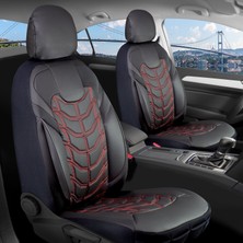 Şahinler Oto Aksesuar Dacia Duster 2010-2013 Full Deri Oto Koltuk Kılıfı Ön Arka Set Siyah Nakış Kırmızı Classy Model Şhn