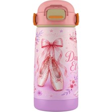 Puccon 420 ml Kız Çocuk Mor Lila Balerin Baskılı Çelik Termos Matara Suluk - 60019