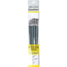 Winsor & Newton : Foundation : Uzun Saplı Sentetik Akrilik Fırçası Seti : 6 Parça