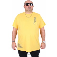 Moc Grande Mocgrande Erkek Büyük Beden Sıfır Yaka Tişört Believe 25157 Sarı