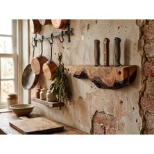 Rusticwood El Yapımı, Doğal Ahşap, Ceviz Ağacı, Rustic Bıçak Standı-Mutfak Organizeri