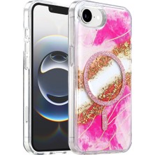 Zenviaa Onegif Apple Iphone 17E Lotus Simli Magsafe Kapak - Pembe ZENVIAAC12