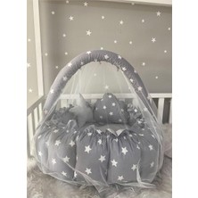 AyrStore Nest Yıldızlı Açılır-Kapanır Oyun Minderi Cibinlik Jaju-Babynest Anne Yanı Bebek Yatağı