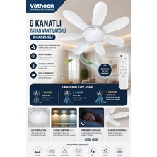 AyrStore 6 Kanatlı 3 Kademeli LED Aydınlatmalı Uzaktan Kumandalı Tavan Vantilatörü