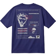 Happıness Baskılı Oversize Unisex Tişört – Streetwear, %100 Pamuk