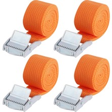 AyrStore 4 Adet Turuncu Polyester Gergi Kayışı, Kısa, Germe Kayışı, 1 M x 2,5 Cm, Çinko Alaşım Klip
