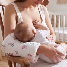 AyrStore Deux Lapıns% 100 Pamuk Pratik Silindir Emzirme Kol Destek Yastığı - Bébé Lapin Rose Sldyas-Blr-